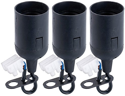 PEARL Baustellenfassung: Baufassung im 3er-Set, E27 mit 2-poliger Lüsterklemme, Schwarz (Renovierfassung)