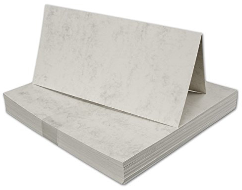50 Stück I DIN LANG Falt-Karten, GRAU MARMORIERT - 200 g/qm, 210 x 210 mm, hochdoppelt