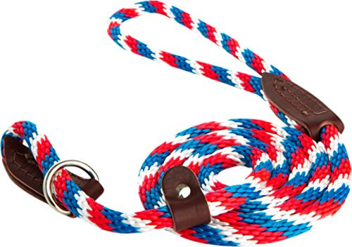 OmniPet British Rope Slip Lead for Dogs, 4ft, Red/White/Blue, Comfortable and Durable Traditional Rope Training Lead for Obedience and Handling, Made in USA