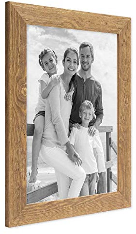 PHOTOLINI Bilderrahmen A4 21x30 cm Holz Eiche-Optik, Echtholz-Rahmen rustikal, Strandhaus, Made in Germany, Echtglas, zum Aufhängen, extra Zubehör - Treibholzlook mit einem Hauch Küstenflair