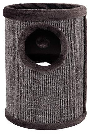 lionto Tonneau griffoir en sisal avec Balle de Jeu et Bord en Peluche, Hauteur 50 cm, Arbre à Chat Stable pour Petits et Grands Chats, Entretien des Griffes et l'occupation, Ø 36 cm, Gris