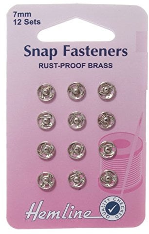 Hemline Nickel Snap Fasteners Poppers Press Studs Size 7mm Rust Proof Brass Sew On