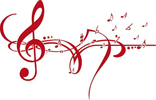 GRAZDesign Wandtattoo Musik Wohnzimmer Jugendzimmer Musikraum | Wandaufkleber Notenschlüßel - 89x57cm / 031 rot