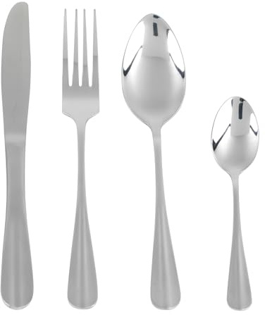 Salter Newbury 16-Piece Cutlery Set – 18/0 Stainless Steel Flatware Set, Service for 4, Dishwasher Safe, Mirror Polish Flatware/Silverware Set with Knives, Forks & Spoons, Easy to Clean, Silver