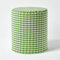 Homescapes Runder Pouf mit Vichy-Karo 40x42 cm grün-weiß kariert, Stoffhocker als Sitzpouf, Fußhocker oder Deko-Element, handgefertigt aus Baumwolle