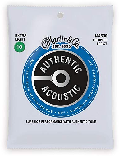 Martin 92/8 Acoustic Guitar Strings - Phosphor Bronze Wound Extra (Light, .010 - .047)