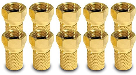 ARLI 10x F-Stecker vergoldet 7 – 7,4 mm – Sat Antennen TV Koaxialstecker mit breiter Mutter & Dichtring | Für LNB Multischalter Receiver Antennentechnik