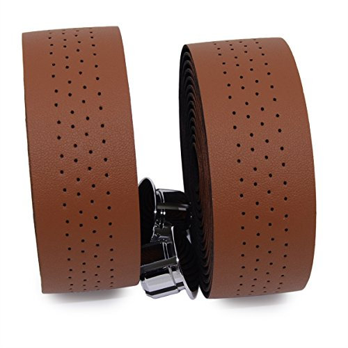 KINGOU Brown Synthetic Leather Road Bike Handlebar Tape Bicycle Bar Tapes - 2PCS Per Set