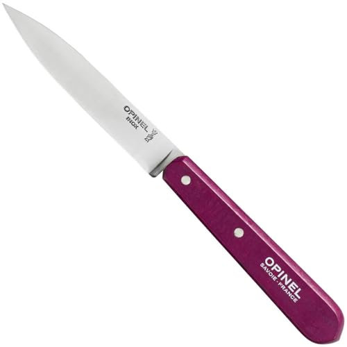 Opinel 254383 Couteau de cuisine No. 112 Acier inoxydable Sandvik Manche en bois de hêtre Violet Couteau de chef Acier inoxydable Multicolore Taille unique