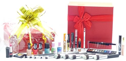 Rimmel London Luxury Beauty Bundle Gift Box Hamper, Free Foundation & Crystal Earrings Included