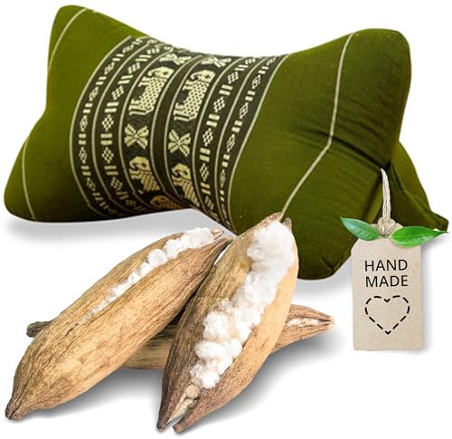 livasia Nackenstützkissen Knochenkissen - Ø 15x32cm - Nackenkissen Knochenform, Sofakissen, Lesekissen mit Kapok, Kissen für Garten und Balkon, Reisekissen handgefertigt (Grün/Elefanten)