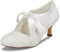 JIAJIA 140311 Bridal Lace Satin Low Heel Closed Toe Prom Party Dance Wedding Shoes Color Ivory,Size 5.5 UK / 39 EU