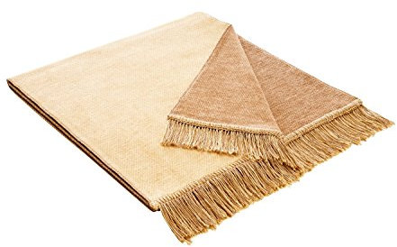 Bocasa Biederlack Sesselschoner Cotton Cover aus Baumwolle, Salt & Pepper Beige, 50x200 cm