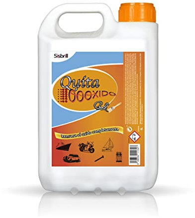 Sisbrill QuitaOooxido Gel Eliminador Óxido y Manchas Oxidación - Tratamiento de Coches, Motos, Náutica, Suelo y todo tipo de Metales - 5 Litros