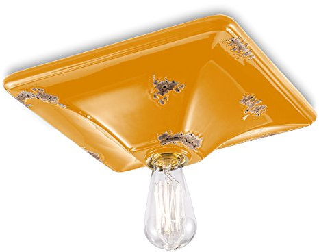 ferroluce Retro Deckenleuchte Vintage A Base Quadratisch 10x31x31 cm Giallo Lucido