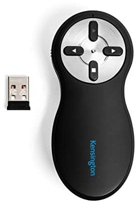 Kensington kabelloser Presenter ohne Laser, Für PC und Mac, Fernbedienung für PowerPoint und KeyNote, Laserfrei, 20 m Reichweite, Schwarz, K33373EU