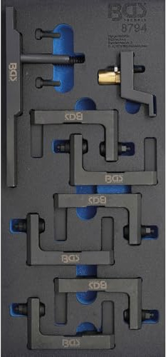 BGS 8794 | Nockenwellen-Lagerdeckel-Werkzeug | für BMW | Montage | Auslassnockenwellen-Lagerleiste | Niederdrückwerkzeug 2-Zylinder, 2 Schrauben M7, 6 Druckstücke | für Werkzeug Art. 62619