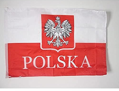 AZ FLAG - Drapeau Pologne avec aigle alternatif - 90x60 cm - Drapeau Polonais 100% Polyester Avec Fourreau et Cordelette - Pavillon 50 g