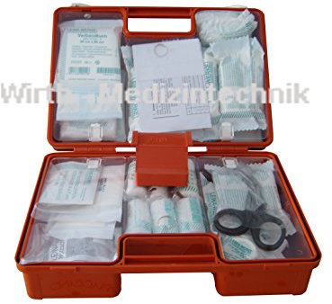 Erste Hilfe Koffer zur Wandmontage inkl. Befestigungsmaterial und Beatmungshilfe (DIN 13169, SAN 31x21x13 cm)