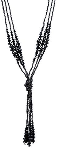 URBAN JEWELRY Die 1920er Kollektion im Vintage Stil Holzkohle Schwarz mehrreihige perlschnurförmige Damen Halskette (49,8cm)