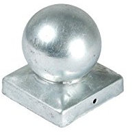 Pfostenkappe Kugel | Maß 9 x 9 cm (91 x 91 mm) eckig | aus Stahl, feuerverzinkt | Zaunpfostenkappen | Pfosten-Abeckkappe | Zaunkappen | Pfostendeckel | Pfostenabdeckung | Kappen
