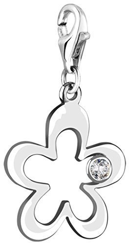 Nenalina Blume Karabiner Charm Anhänger für Bettelarmband aus 925 Sterling Silber 712055-019