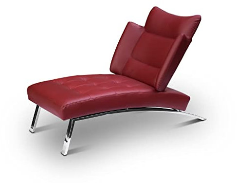 NEUERRAUM Liegesessel Chaiselongue Daybed Recamiere (Echt-) Leder Bordeaux Rot.
