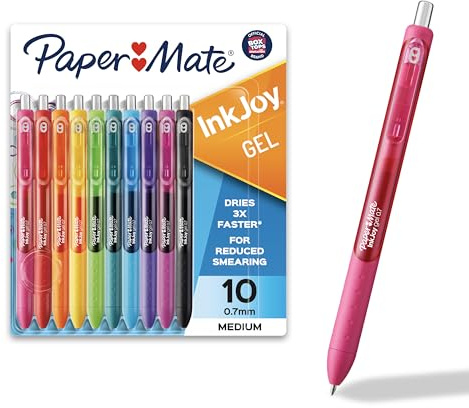 Paper Mate InkJoy Gel Pens, Medium Point, 10 Count - Teacher Supplies, Writing, Journaling, Back to School