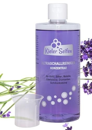 Kieler Seifen Ultraschallreiniger Konzentrat für Schmuck 500 ml mit Lavendelduft I Reinigt Gold, Silber, Schmucksteine & Edelsteine im Ultraschallbad