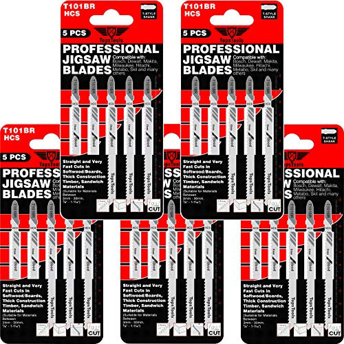 25 lame per seghetto alternativo TopsTools T101BR a taglio inverso compatibili con Bosch Dewalt Makita Milwaukee e molti altri