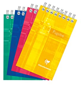 Clairefontaine 8552C Spiralblock, kariert, 75 x 120 mm, ideal für Notizen, 60 Blatt, 1 Stück, farbig sortiert