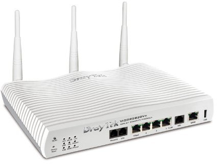 Draytek Vigor 2820Vn - Wireless router + 4-port switch - VoIP phone adapter - DSL - Ethernet, Fast Ethernet, Gigabit Ethernet, 802.11b, 802.11g, 802.11n (draft 2.0) - external