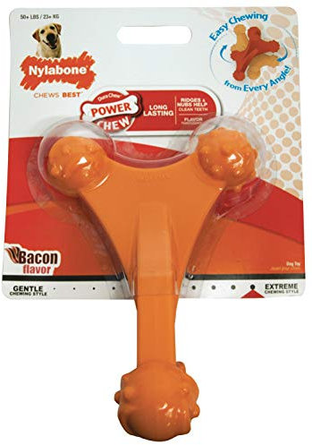Nylabone Power Chew Axis Knochen-Kauspielzeug für Hunde, Hundespielzeug für Aggressive Kauer, Speckgeschmack, X-Large/Souper – 50+ lbs (1 Stück)