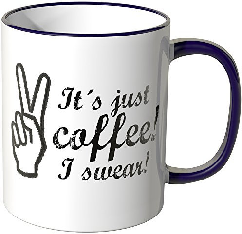 WANDKINGS® Tasse, Spruch It´s just Coffee, I Swear - LILA