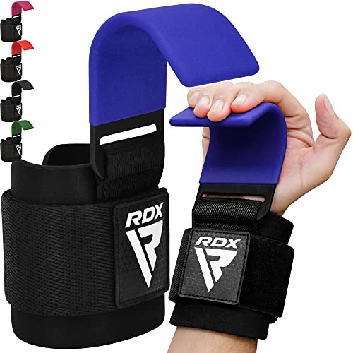 RDX Levantamiento Peso Gancho Correas de Agarre, Antideslizante Recubiertos de Goma, 8mm Neopreno Gimnasio Muñequeras Pesas Hook Straps, Powerlifting Deadlift Musculacion Elevación Deportivas