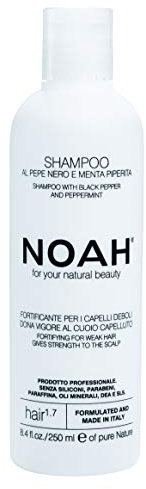 NOAH 1.7 Stärkendes Shampoo mit schwarzem Pfeffer und Pfefferminze, 250 ml, formuliert in Italien, tierversuchsfrei, ohne SLS oder Parabene, nickelgeprüft