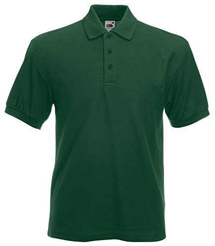 Fruit of the Loom Mens 65/35 Heavyweight Pique Short Sleeve Polo Shirt (L) (Bottle Green)