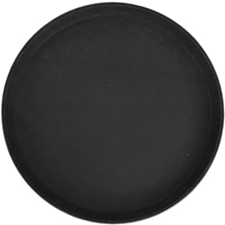 Winco - Bandeja redonda de fibra de vidrio con superficie antideslizante, 35,5 cm, color negro