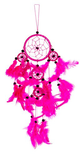 40cm x 9cm Dreamcatcher Knall Pink Traumfänger 5 Ringe Dream Catcher