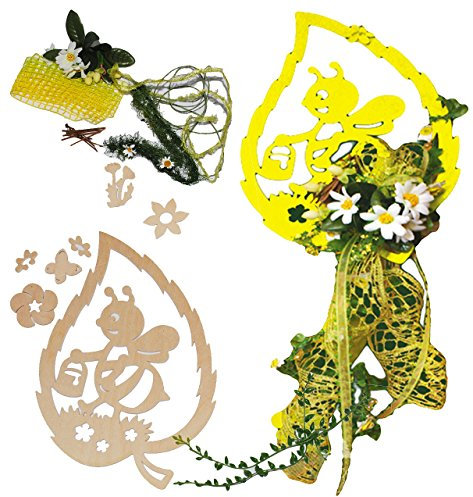 alles-meine.de GmbH Komplettset: Bastelset - Holz Fensterbild & Deko - Bienen mit Blumen - komplett ausgesägt Natur - Fensterdeko Blume Frühling Sommer - Set für Kinder & Erwachs..