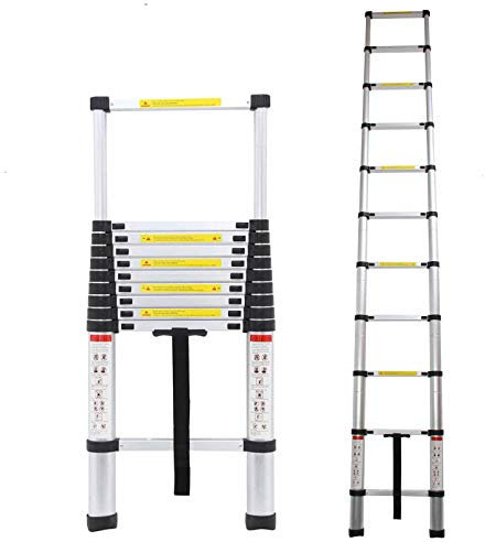 Alu Teleskopleiter 2,6M/3,2M/3,8M/4,4M Ausziehbare Leiter, Klappleiter Stehleiter Rutschfester, aus hochwertigem Aluminium, Ausziehleiter Mehrzweckleiter, Haushaltsleiter 150 kg Belastbarkeit