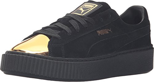 PUMA Women's Suede Platform Gold Fashion Sneaker, Black, 5.5 UK
