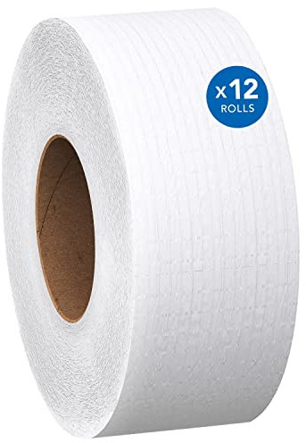 Scott 1000 Jumbo Rolle Jr. Commercial WC-Papier (67805), 100% recycelten Fasern, 2 lagig, weiß, 12 Rollen/Fall, 1000 '/Rolle
