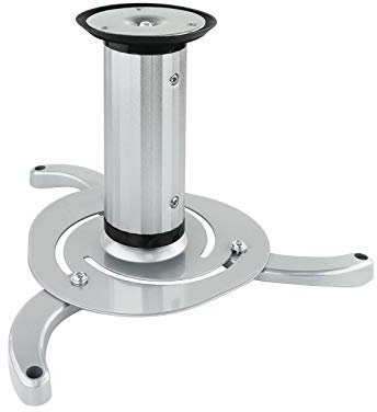 TooQ PJ1010TN-S - Neigbare und drehbare Deckenhalterung für Projektoren, bis zu 10 kg, einstellbar zwischen 80mm und 170mm, Neigung +/- 15 °, 360 ° Drehung, inklusive Montagesatz, silber