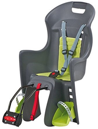 Durca 801589 Porte Bébé Arrière, Siège Enfant pour Vélo, Fixation au Cadre, 9 à 22 KG, Harnais de Sécurité, Repose-Pieds, Facile à Installer Jeunesse Unisexe, Gris et Vert, Taille Ajustable