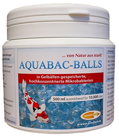 pondovit Aquabac Balls 500 ml in Gelbällen gespeicherte Mikrobakterien Teich Filter hochkonzentrierte Starter- und Filterbakterien, Koi