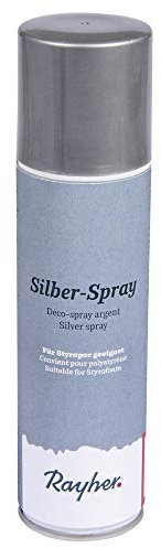 Rayher 3400222 Deko-Spray, silber, Styropor geeignet, Dose 150 ml