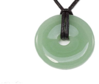 La Boite à Cailloux - Collana in acciaio inossidabile per adulti unisex - Ciambella o PI cinese in avventurina verde (3 cm)