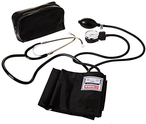 GIMA 32703 YTON - Esfigmomanómetros aneroides con fonendo integrado, color negroCon estetoscopio