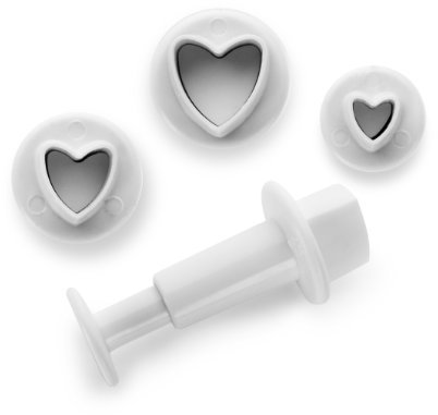 Ibili Set 3 CORTADORES con EXPULSOR Corazon, Stainless Steel, Blanco, Centimeters
